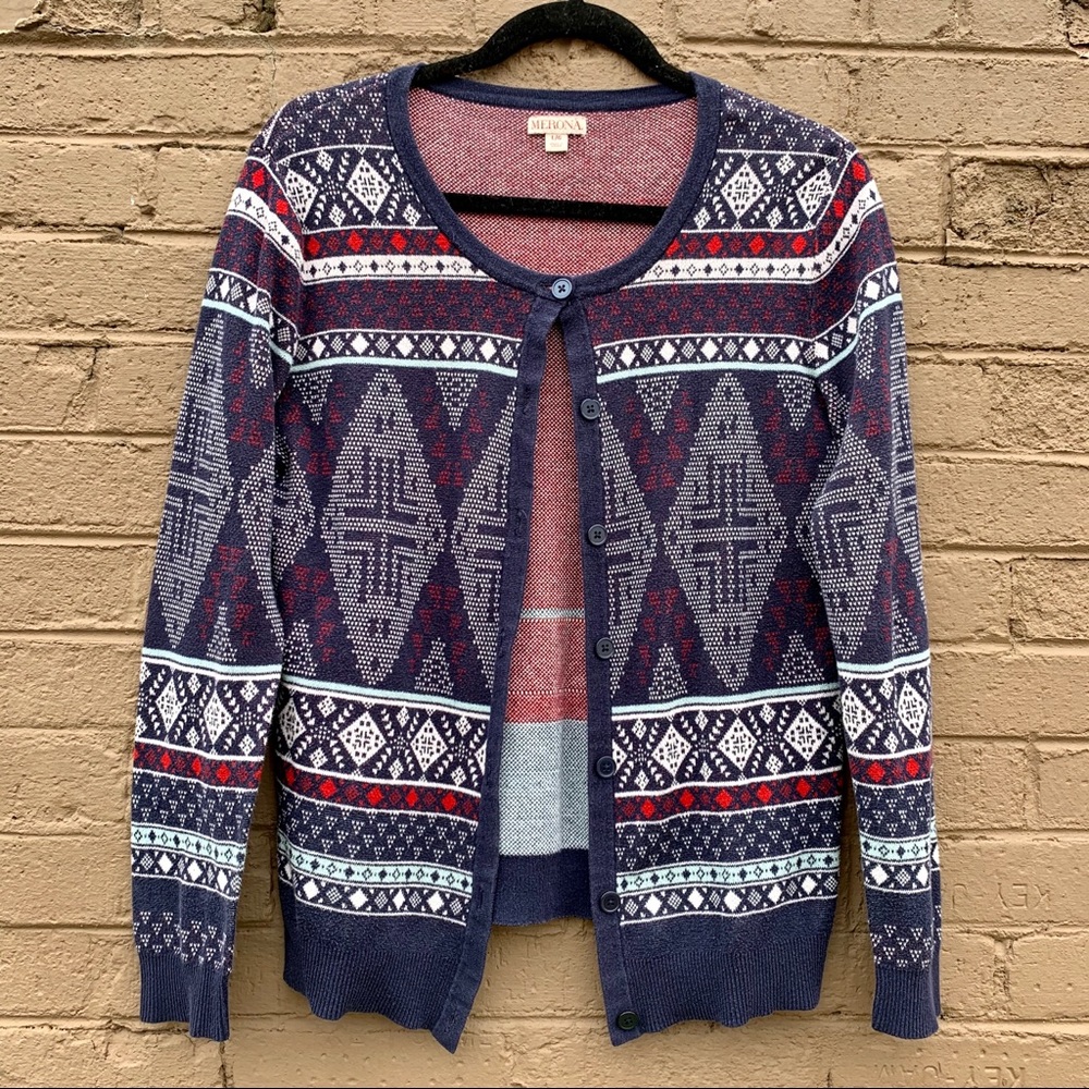 Navy and Red Cardigan